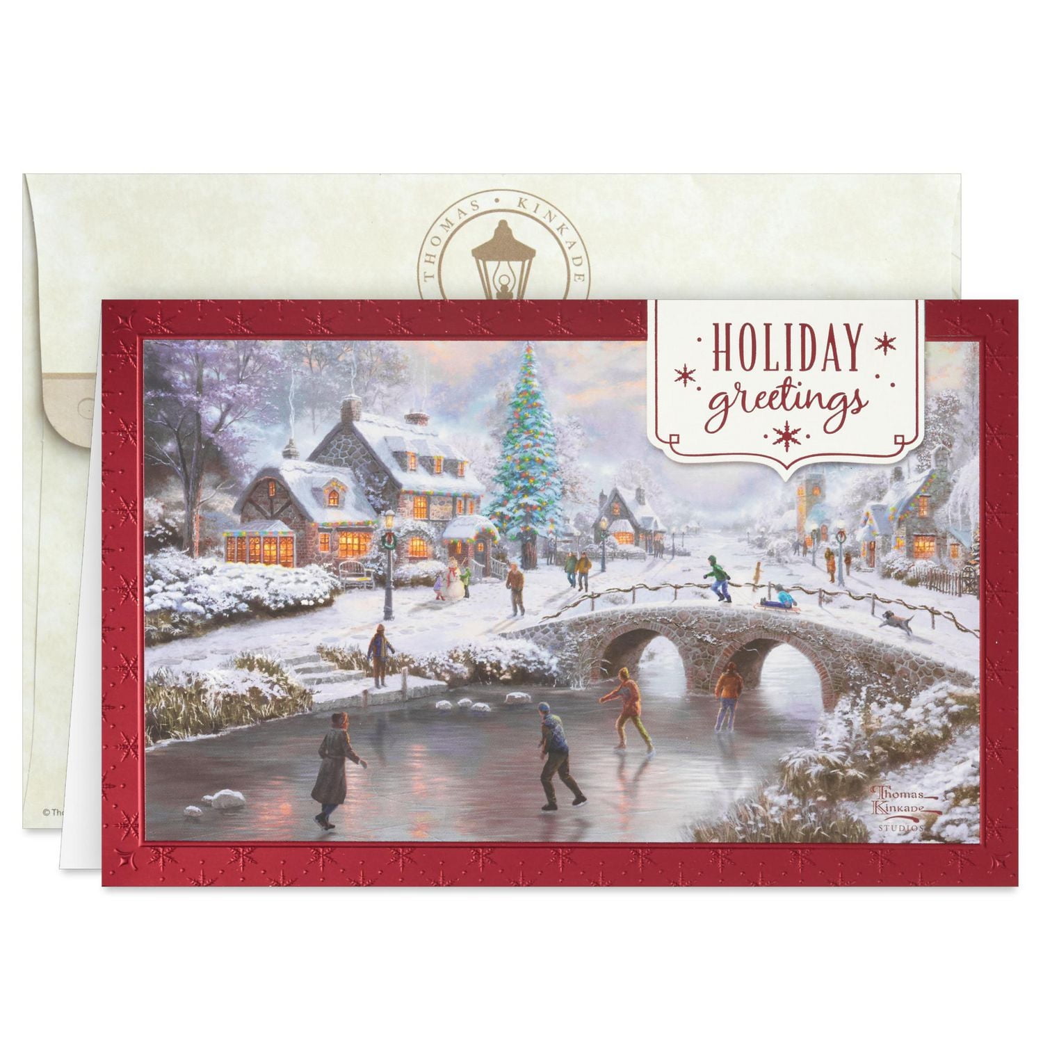Boîte de cartes de Noël, Connections from Hallmark, « Lamplight Lane », Thomas Kinkade, paquet de 20 cartes
