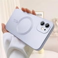 thumbnail image 3 of Magnetic case for iPhone 12 Phone Case for Women, Matte Luxury Soft Metallic Luster Design with Camera Lens Protector, Compatible with Magsafe Case for iPhone 12 6.1"-Silver, 3 of 11
