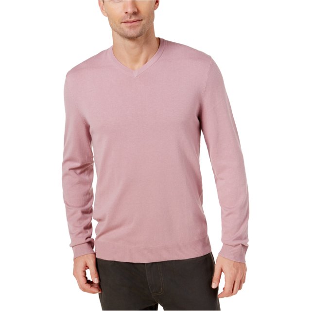 Alfani Mens V-Neck Pullover Sweater, Pink, Small