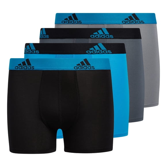 Calzoncillos tipo bóxer adidas Performance para niños y niños (paquete de 4), azul solar