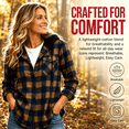 thumbnail image 6 of Jsaierl Womens Casual Plaid Hooded Shacket Flannel Lightweight Jacket Fall Button Down Shirts Hoodies with Pocket, 6 of 7