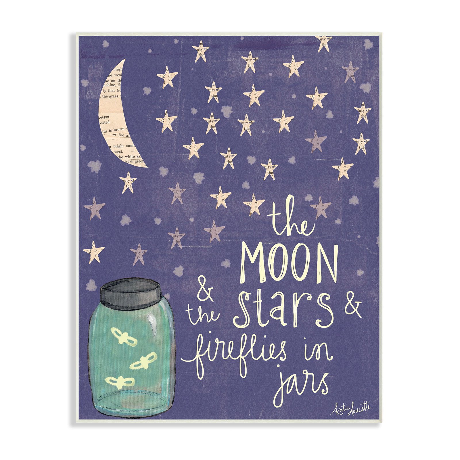 The Kids Room by Stupell Moon Stars Fireflies Wall Plaque Art, 10 x 0.5 x 15