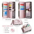 thumbnail image 2 of for Google Pixel 7a Full Body Protection Wallet Folio Flip Case, Shoulder Strap & Wristlet Card Slots Zipper Pocket RFID Blocking Rugged Durable PU Leather Phone Case Cover, Pink, 2 of 10
