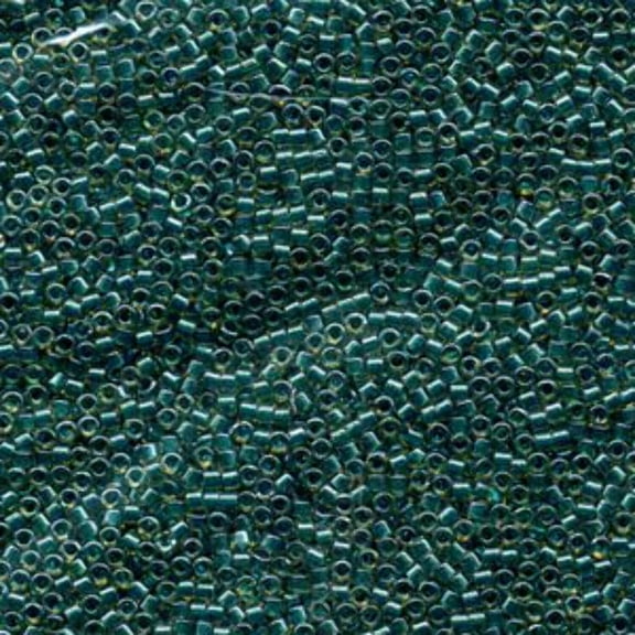 Sparkling Dark Teal Lined Chartreuse Miyuki Delica Beads 11/0 DB919-TB