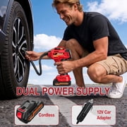 NEXPOW 160PSI Cordless Tire Inflator Portable Air Compressor, Air Pump for Car Tires with Removable 21V Battery, 12V DC Dual Power, Digital Gauge, Auto Shut-Off, LED Light for Bikes & Balls