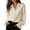 Beige, variant on Women's Lace Eyelet Puff Long Sleeve Button Down Blouse V Neck Spread Collar Ruffle Cuff Dressy Casual Tops for Work Office, White, S