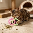 thumbnail image 6 of Soft Mesh Tube Donut Cat Toy with Bells, Interactive Teething Chew Ring for Indoor Cats, Crinkle Voice Kicking Toy for Tooth Th, Green, by IHXORA, 6 of 6