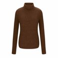 thumbnail image 4 of SwiftWear Women's Fleece-Lined Ribbed Turtleneck Top Soft Knit High Neck Long Sleeve Shirt Fall Winter Thermal Warm Base Layer, Coffee, 4 of 9