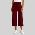 thumbnail image 2 of QATAINLAV Wide Leg Cropped Yoga Pants for Women High Waisted Casual 3/4 Length Workout Pants Summer Loungewear Wine XXL, 2 of 7
