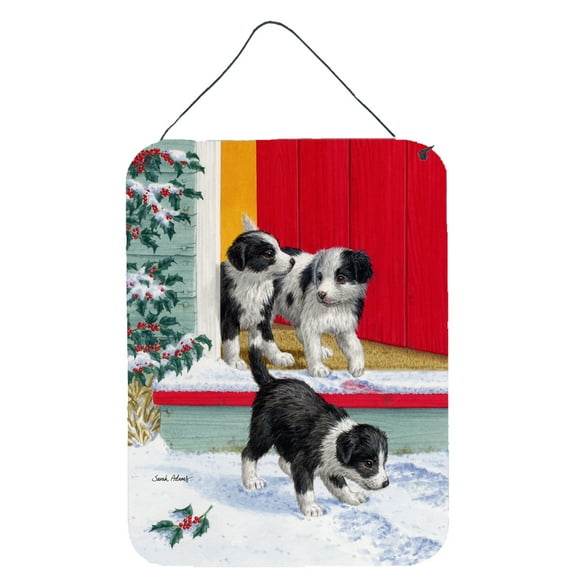 Christmas Border Collie Pups Wall or Door Hanging Prints