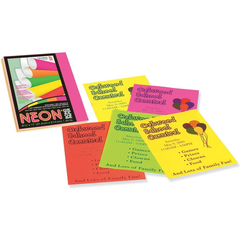 Array Colored Bond Paper, 24 lb Bond Weight, 8.5 x 11, Assorted Neon Colors, 100/Pack Array Colored Bond Paper, 24 lb Bond Weight, 8.5 x 11, Assorted Neon Colors, 100/Pack