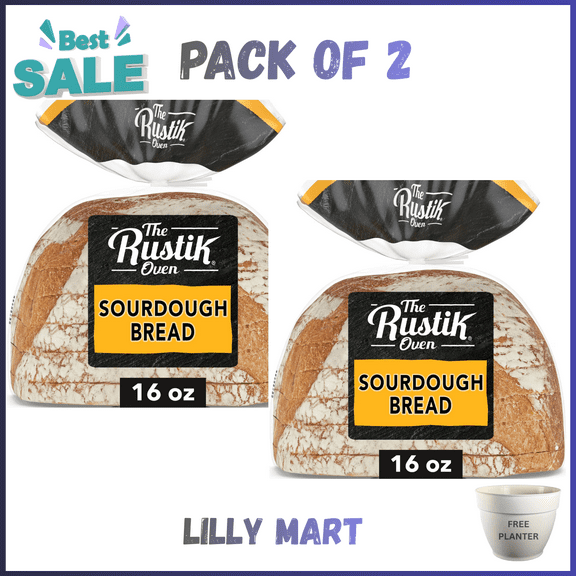 The Rustik Oven Sourdough Bread, 16 oz, Plain Sourdough Bread, Bag pack of 2