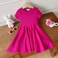 thumbnail image 6 of Fgnfyis Toddler Dress Short Sleeve Rib Knit Solid Color Casual Party Girls Toddler Kids Girls Summer Dresses Hot Pink 8-9 Years, 6 of 6