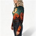 thumbnail image 4 of SHIXINCHIL Halloween Shirts Women Long Sleeve Crewneck Tops Cute Printed Stretch Ribbed Knit Tees Slim Fitted Holiday Festival Blouses Multicolor M, 4 of 8