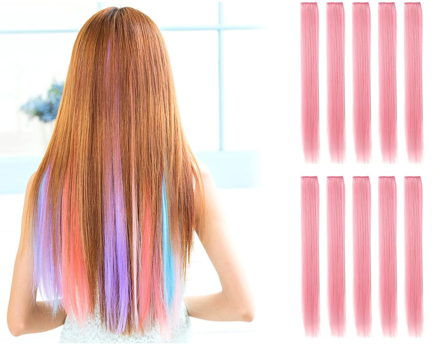blue heat resistant staright hair extensions