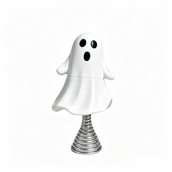 Ghost Christmas Tree Topper, Spring Bobble White Halloween Ornament for Holiday Tree Decor