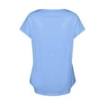 thumbnail image 4 of CLOISE Summer Tee for Women Short Sleeve Tops Casual Loose V Neck Blouses Button Shirts Solid Fashion T Shirts Light Blue L, 4 of 6