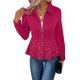 thumbnail image 1 of Blazer Elegante con Ribete de Perlas para Mujer, con Cuello Chal, Larga y Abertura Frontal Rosa Roja XL, 1 of 7