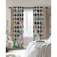 thumbnail image 2 of Easter Blackout Curtains 45 Inches Long, Kitchen Black Out Window Treatments, Spring Rabbit Flowers Colorful Eggs Black Lattice Thermal Insulated Lined Drapes for Small Window with Grommet 42"x45", 2 of 8