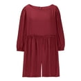 thumbnail image 4 of Lenpel Women's Rompers Trendy Summer Long Sleeve Boat Neck Causal Loose Short Jumpsuits One Piece Beach Vacation Outfits, 4 of 6
