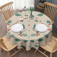 thumbnail image 3 of Beige Christmas Holly Pattern Round Tablecloth 60"x60",Wrinkle Wipeable Table Cloth for Kitchen Dining Room Picnic Patio Party, 3 of 6