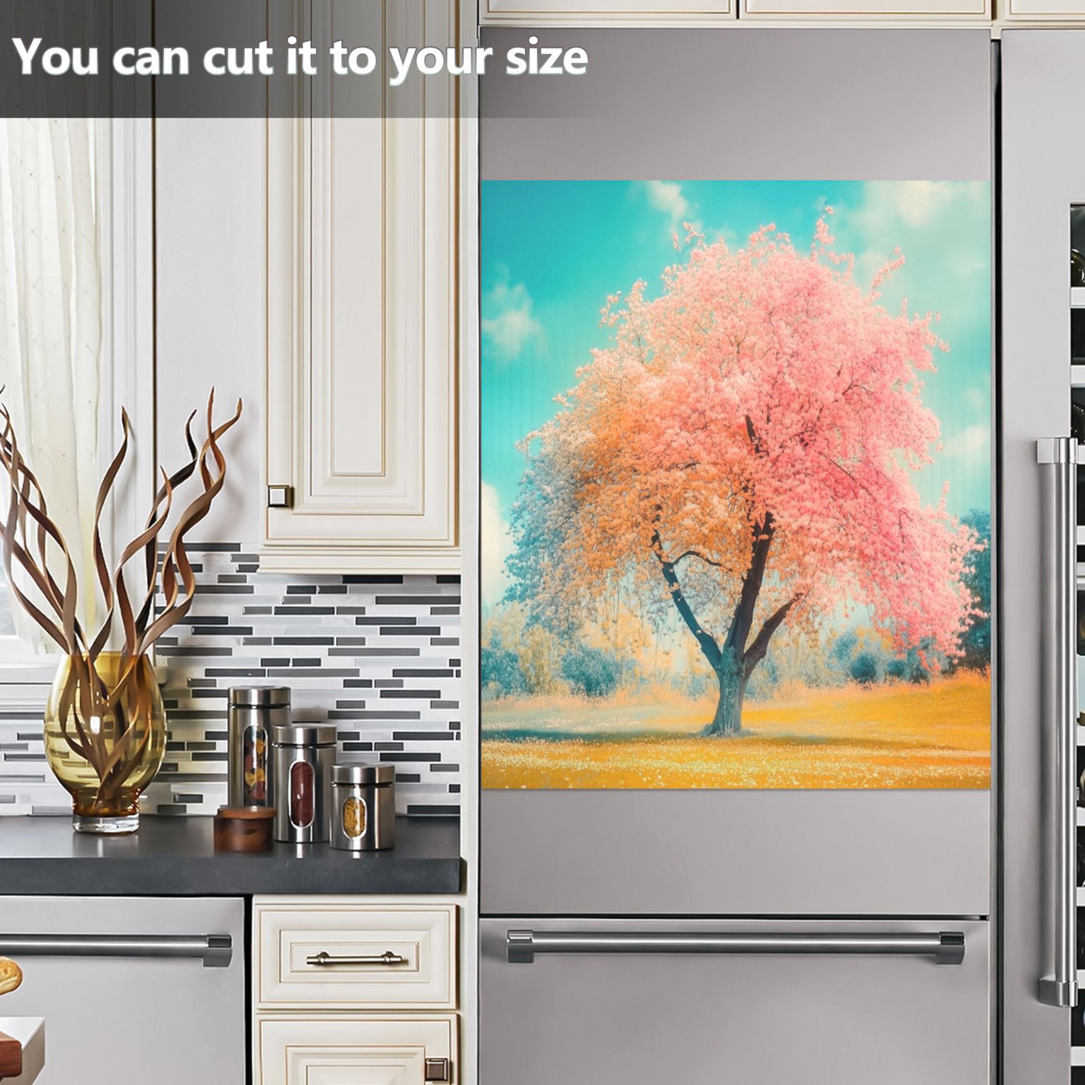 Dishwasher Magnetic Sticker 23x26 Inch Refrigerator Magnetic Sticker Washing Machine Magnetic Sticker Kitchen Panel Magnetic Sticker Home Decor Spring Tree Scene