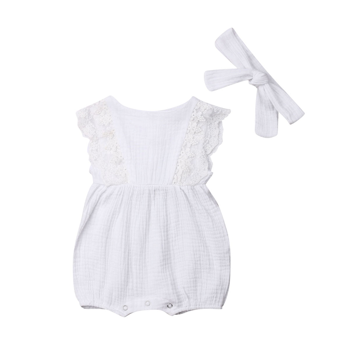 JBEELATE Newborn Girls Cotton Linen Romper Baby Sleeveless Ruffle Bodysuit Summer Jumpsuit Outfit Clothes One Piece