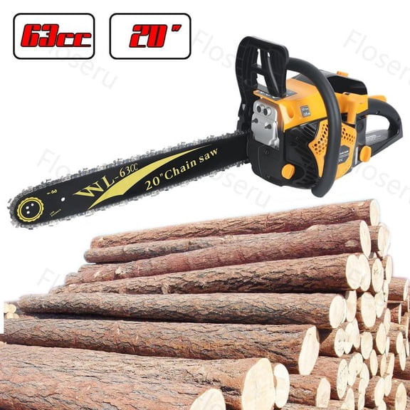 Floseru 63 CC Top Handle Gas Powered Chainsaw - Lightweight 20 Inch Chainsaw for Efficient Wood Cutting