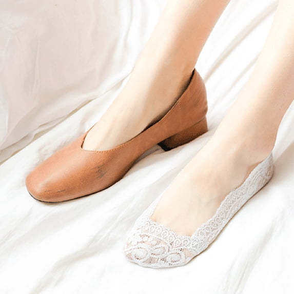 MDUKONU Lace Socks Fashion Liner No Show Socks Lace Non Slip Socks Womens Thin Low Cut Casual Socks White