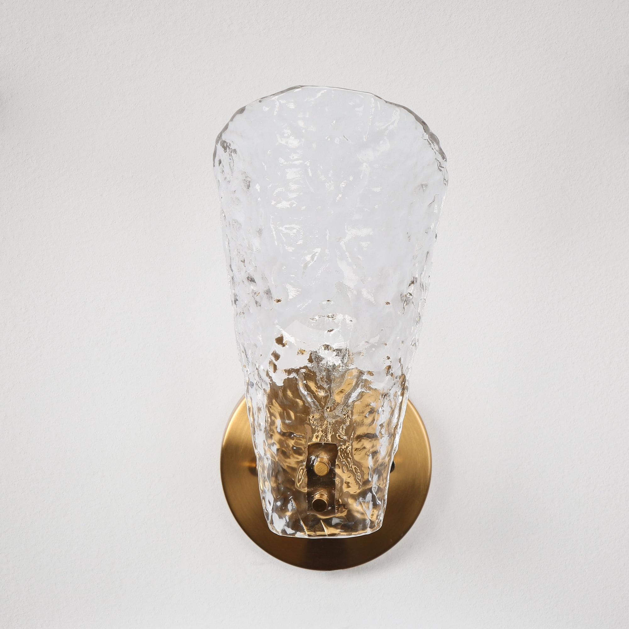 LNC Azfenro 4.7-in W 1 -Light Polished Gold and Ice-like Textured Glass Coastal Wall Sconce