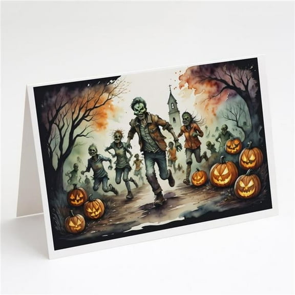 5 x 7 in. Unisex Zombies Spooky Halloween Greeting Cards & Envelopes - Pack of 8