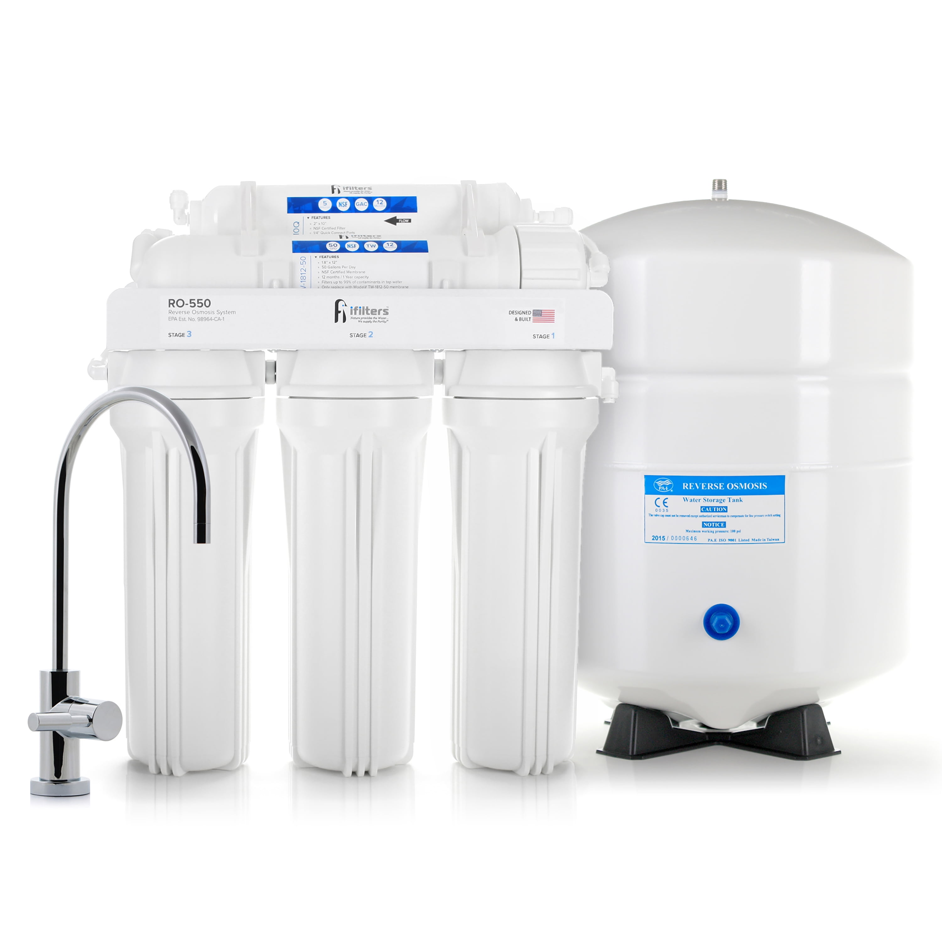 Ifilters 5 Stage Premium Reverse Osmosis Complete System 50 Gpd With Filters Faucet Tank Walmart Com