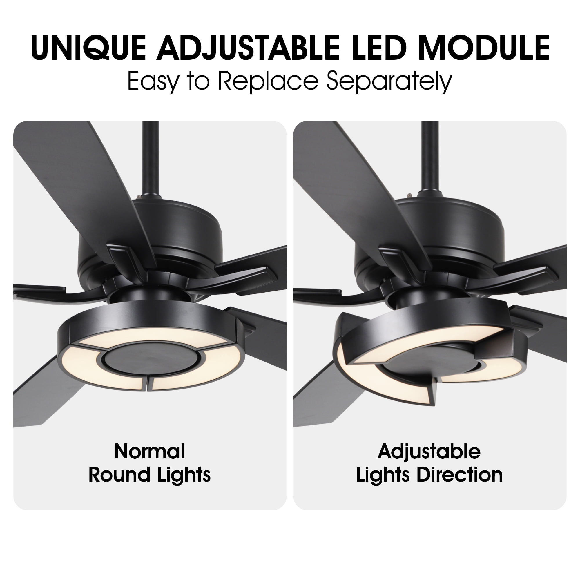 Parrot Uncle 52" Modern Dimmable LED Chandelier Ceiling Fan with Remote, Double-sided Blades, 3CCT, 6 Speeds, Reversible DC Motor