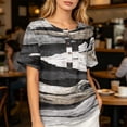thumbnail image 5 of Womens Short Sleeve Floral Print Tops Dressy Casual Henley Neck Shirts Summer Spring Fall Trendy Flowy Tee Tops, 5 of 6