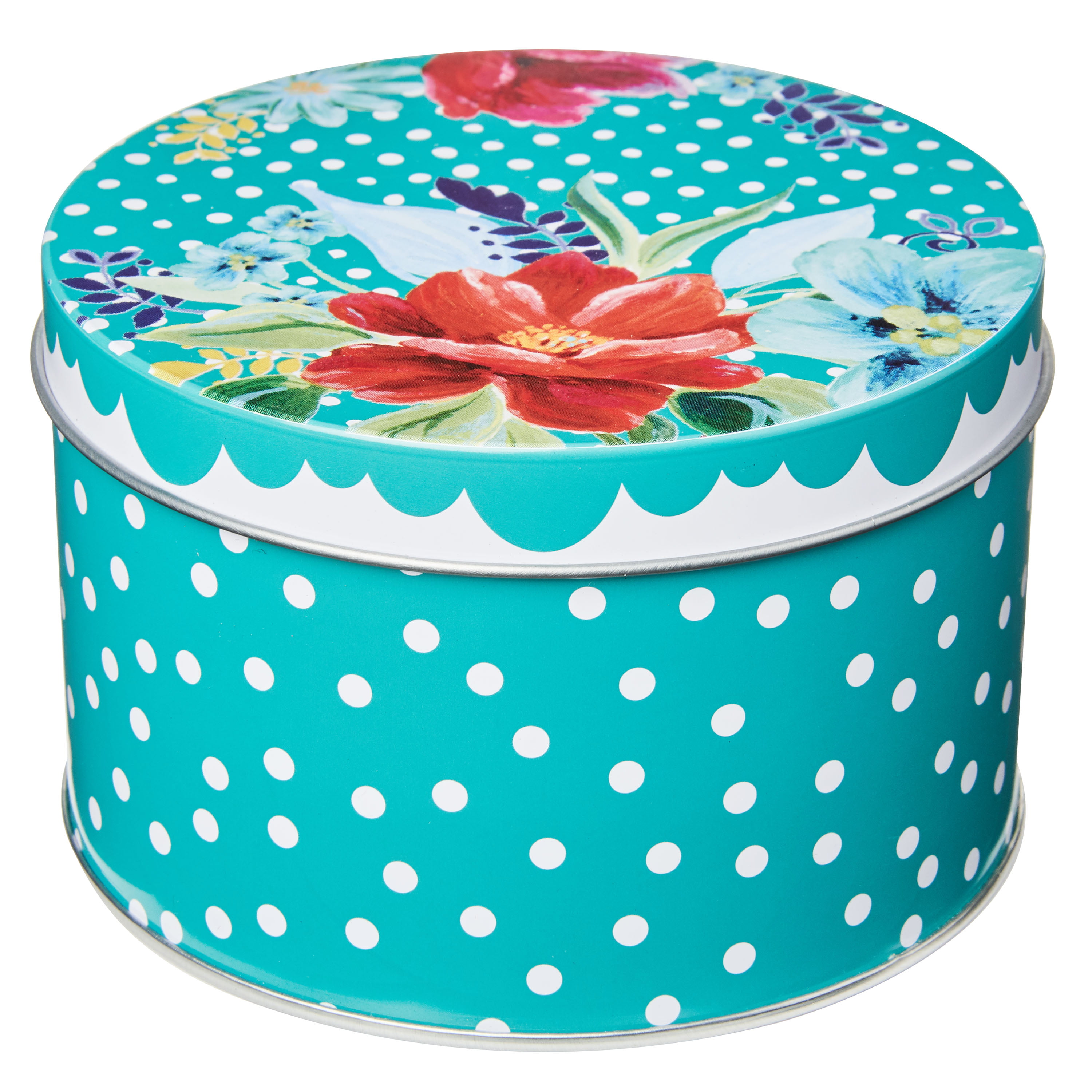 3.5 Litre Cream Floral Biscuit Barrel Cookie Jar Sweets Storage Tin Container