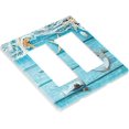 JUSIP Turquoise Teal Fishing Net Wood Plank 2 Gang Rocker/Decorator