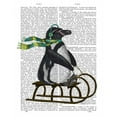 thumbnail image 2 of Fab Funky 12x14 Gold Ornate Wood Framed with Double Matting Museum Art Print Titled - Penguin On Sled, 2 of 4