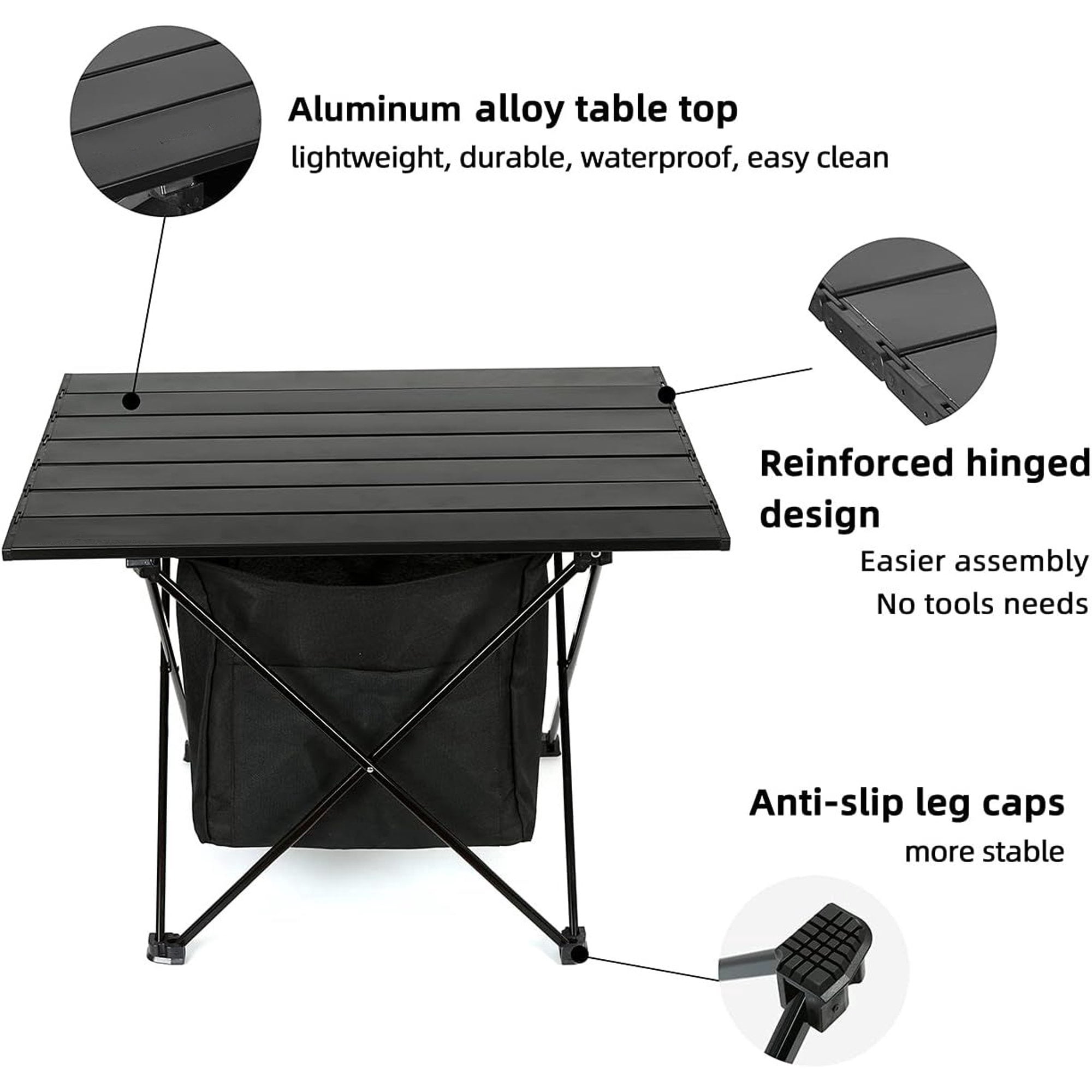 Portable Camping Table Ultralight Aluminum Camp Table Folding Beach Table for Camping Hiking Backpacking Outdoor Picnic, Size M