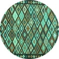 thumbnail image 1 of Ahgly Company Indoor Round Oriental Turquoise Blue Traditional Area Rugs, 4' Round, 1 of 4