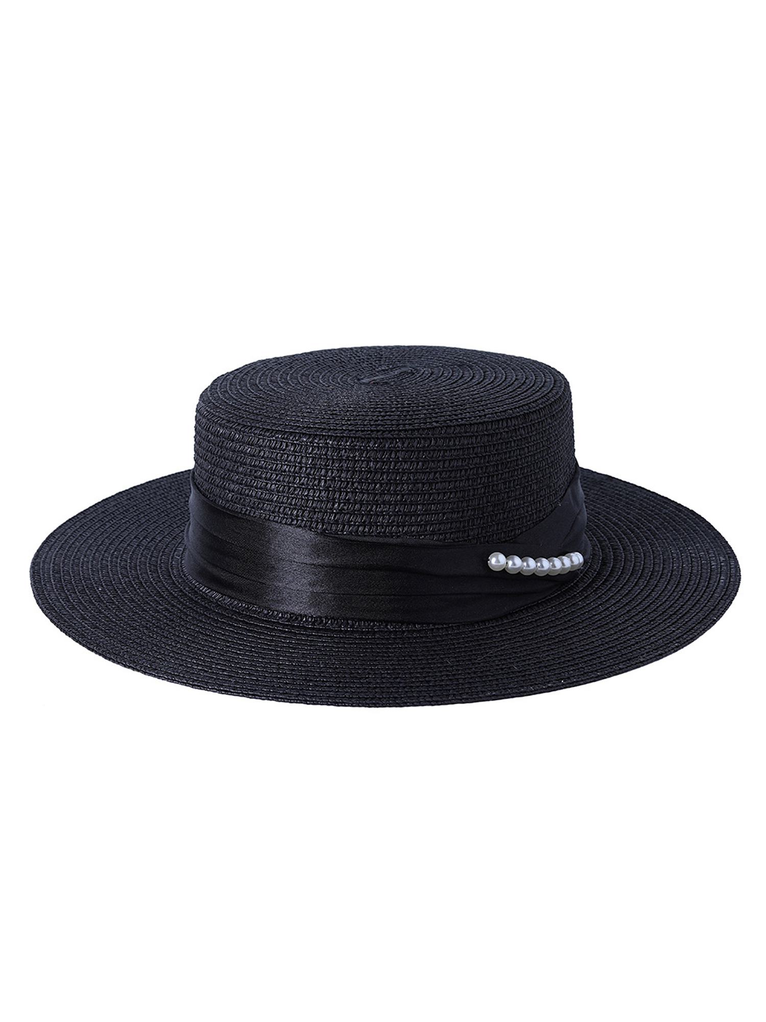 black straw boater hat