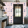 thumbnail image 6 of Peel and Stick Wallpaper Contact Paper Boho Floral Navy Pink Orange Geometric Shapes Abstract Patterns Self Adhesive and Removable 17.7in x 118in, 6 of 8