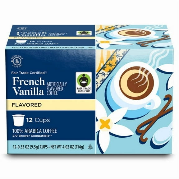 Fair Trade French Vanilla Flavored Single Serve Coffee Pods, 12 count- Pack of 2