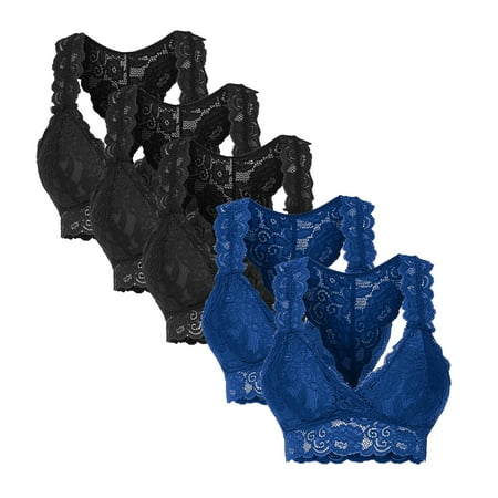 

New Women Plus Size 5PC Vest Crop Wire Free Bra Lingerie V Neck Underwear Lingerie S 3XL Yutnsbel