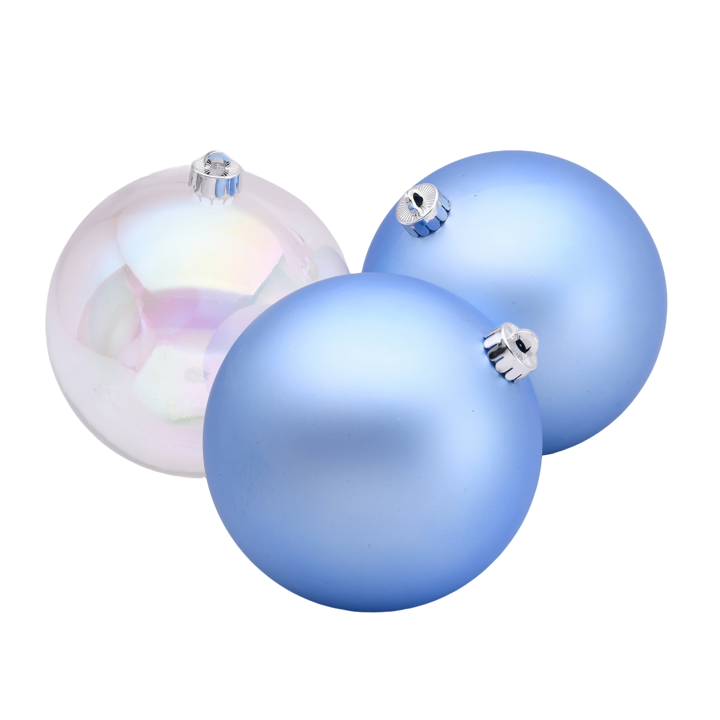 4-Count Clear and Blue Shatterproof Iridescent Christmas Ornaments, 5.9 in, by Holiday Time