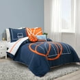 thumbnail image 2 of Lush Decor Basketball Game Oversized Comforter Set, Reversible Twin, Navy - 4 Piece Kids Bedding Set, 2 of 11