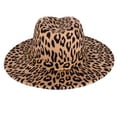 thumbnail image 2 of Yellow Leopard Fedora Panama Upturn Wide Brim Cotton Blend Felt Hat, 2 of 2