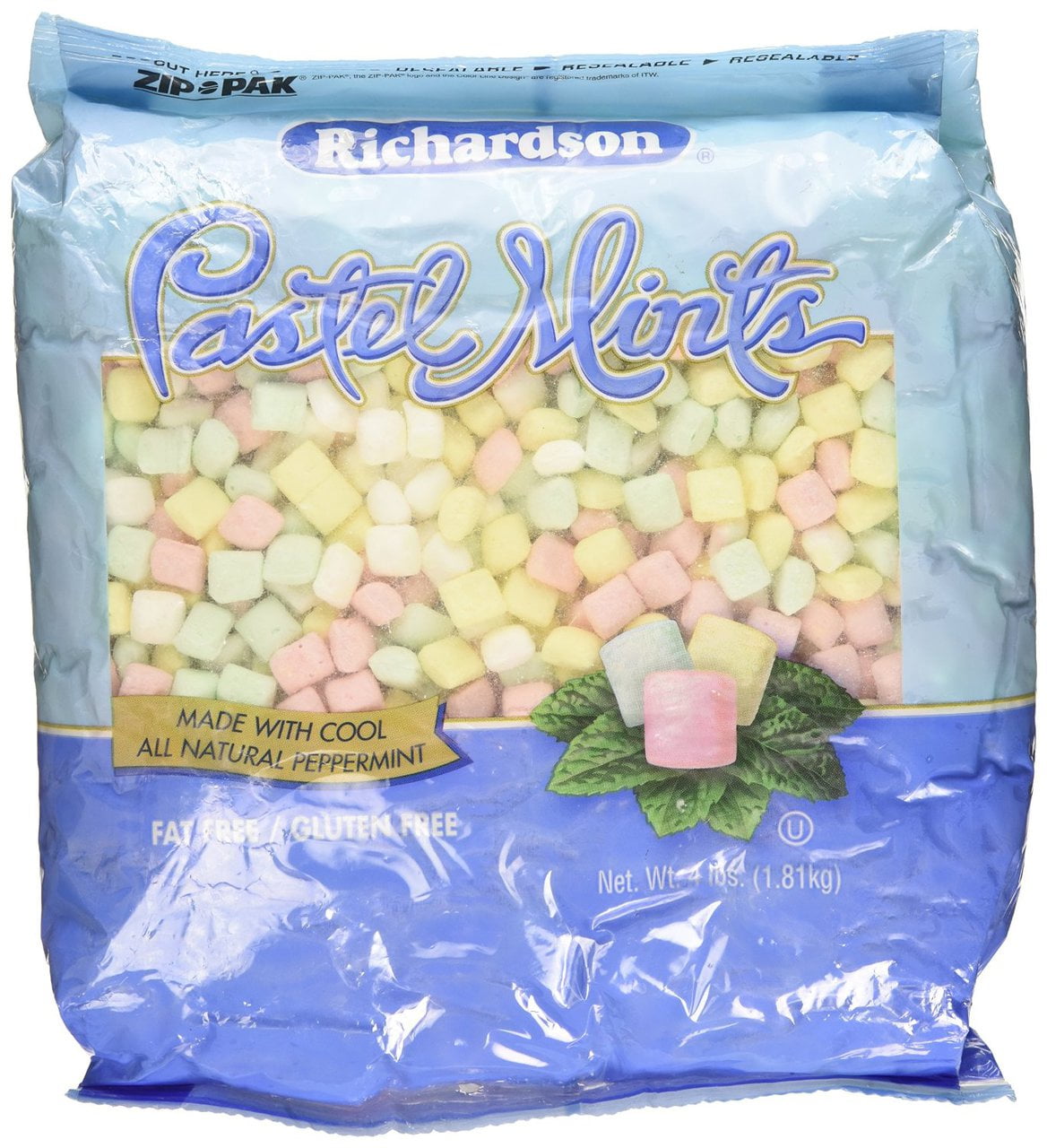 (Price/Case)Richardson Gluten Free Fat Free Pastel Mints Bag 4 Pounds