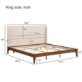 thumbnail image 7 of MODERNLUXE King Size Dry Bamboo Platform Bed, 12 Inch Height Bed Frame with 48" Upholstered High Headboard and Wood Slat Support,Easy Assembly, Beige Brown, 7 of 7