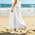 thumbnail image 6 of Cmfcve Long Gauze Skirts for Women Ankle-Length Cotton Linen A-Line Skirt Elastic Drawstring Waist Oversized Maxi Skirt, 6 of 8