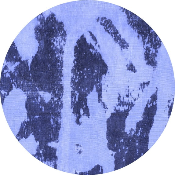 Ahgly Company Indoor Round Abstract Blue Modern Area Rugs, 8' Round